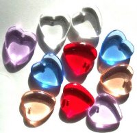 10 7x24mm Transparent Glass Heart Pendant Mix Pack